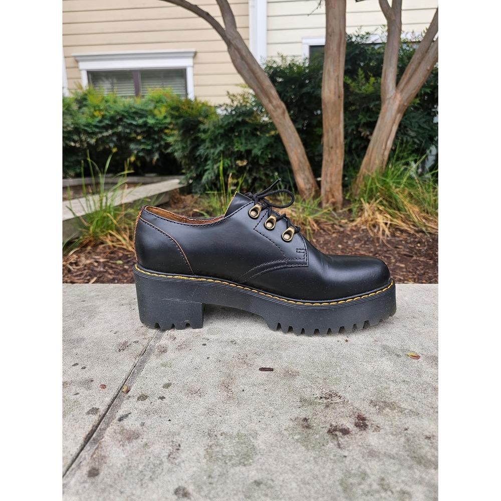 Dr. Martens Leona Lo Women 11 Black Leather Platform Oxford Lug Sole Goth Punk ~ - Picture 6 of 10